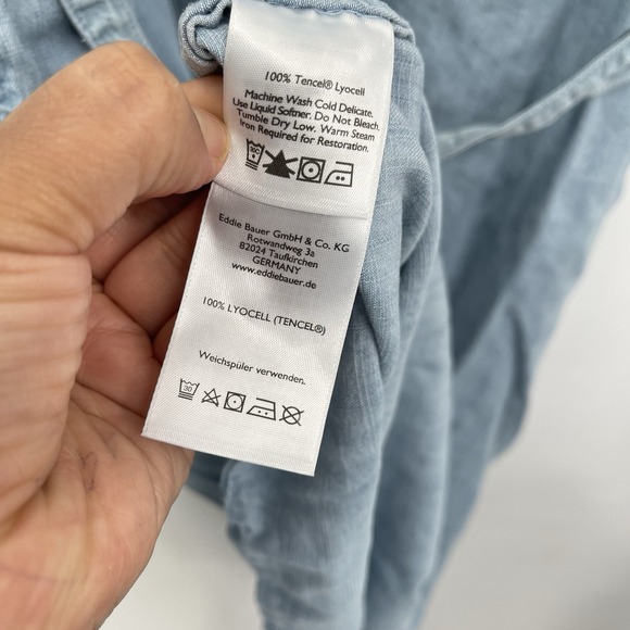 Eddie Bauer Embroidered Dress 10 Chambray Blue Sleeveless Lyocell - Picture 6 of 8